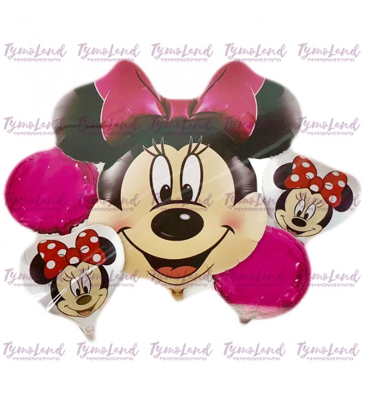 Bouquet de 05 Ballons Minnie Mouse Rose