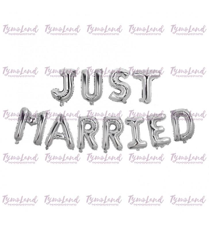 Ballons Lettres Just Married Argents