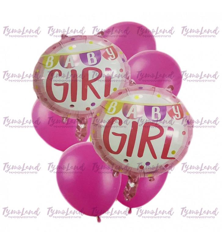 Bouquet De 07 Ballons Baby Girl Roses