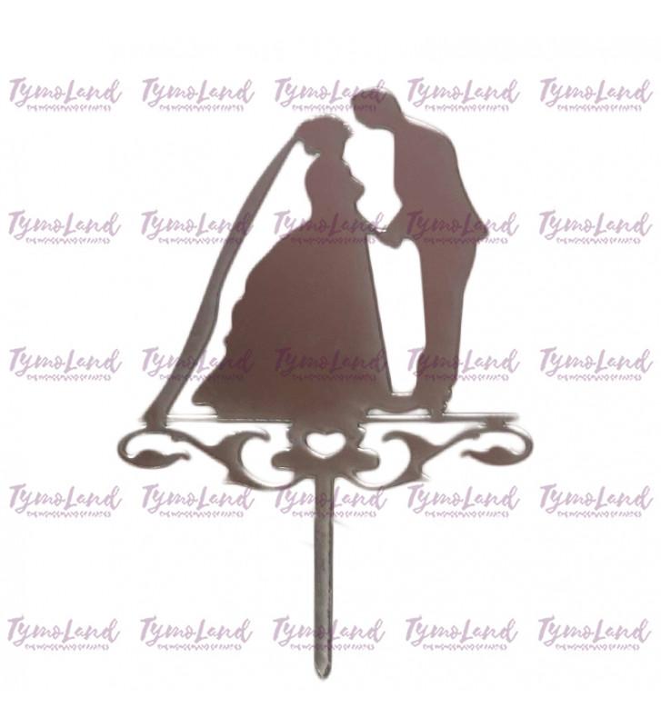 Cake Topper Silhouette Mariés Argent