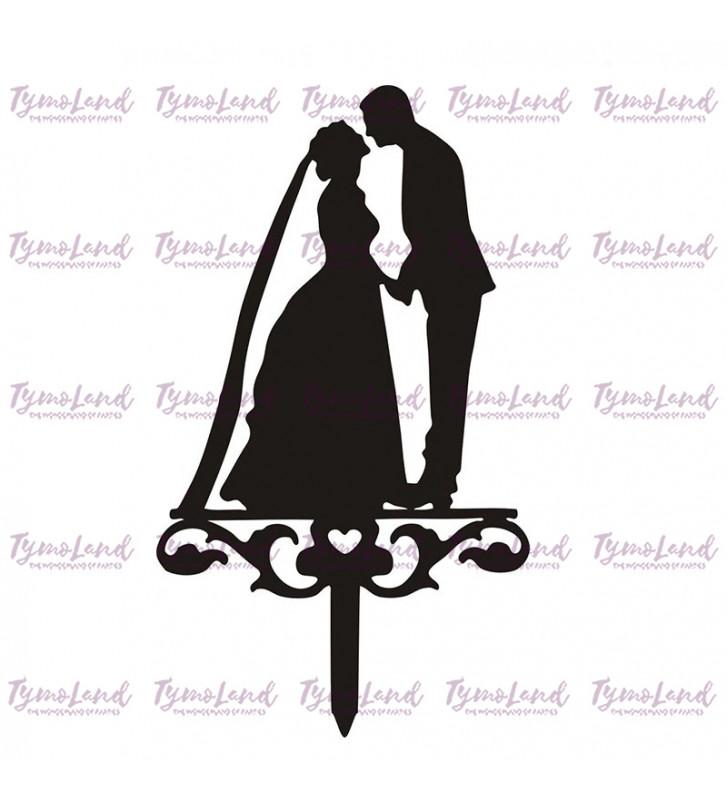 Cake Topper Silhouette Mariés Noir