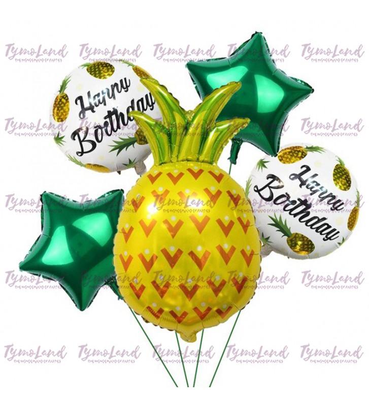 Bouquet De 05 Ballons H-Bday Pineapple