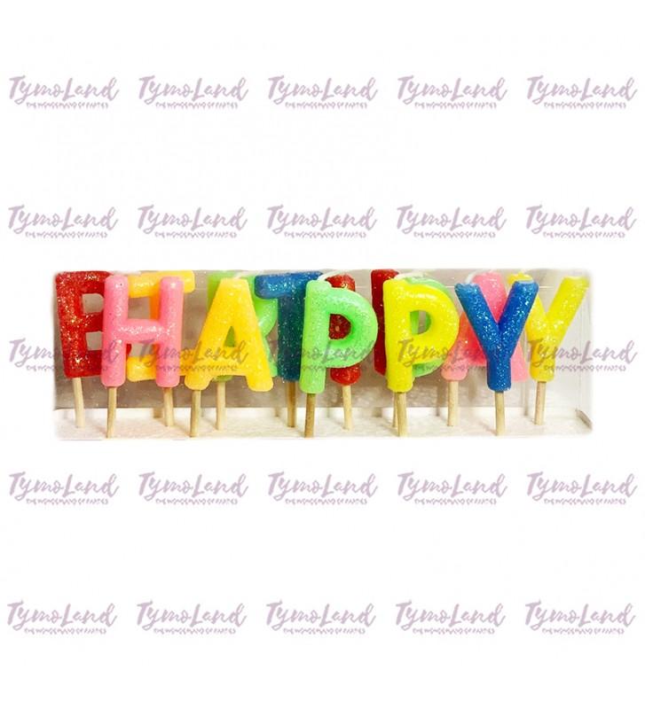Bougies Happy Birthday Multicolores
