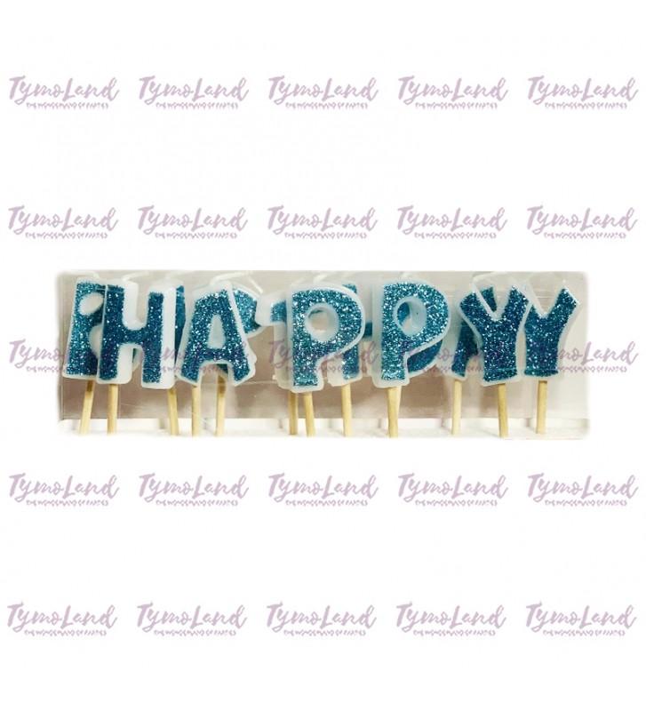 Bougies Happy Birthday Bleues