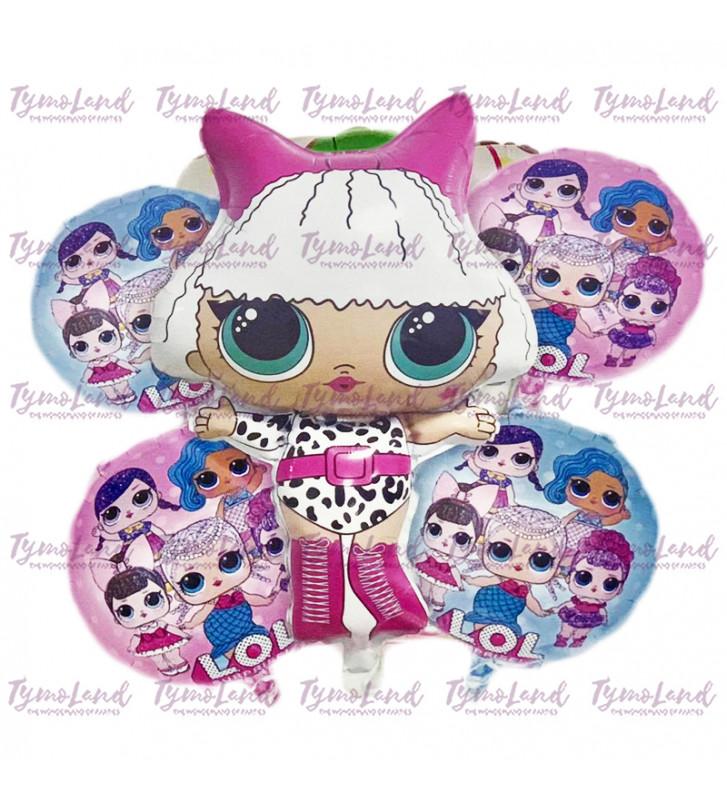 Bouquet de 05 Ballons L.O.L SURPRISE! Rose & Bleu