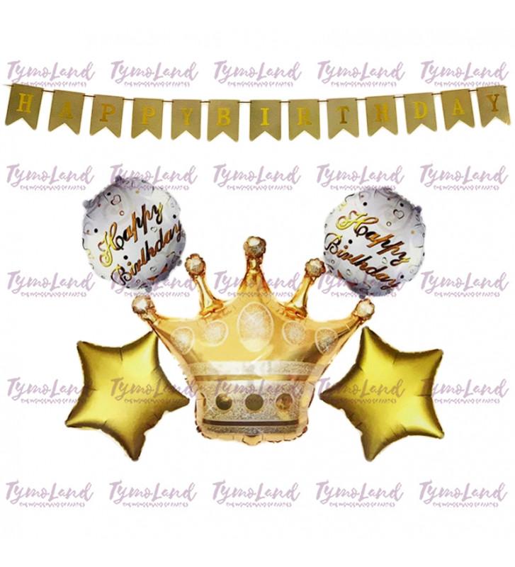 Bouquet De 05 Ballons Couronne & Guirlande H-Bday