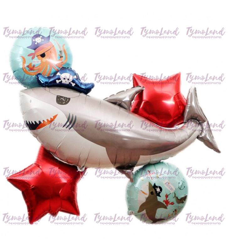 Bouquet de 05 Ballons Pirate Shark