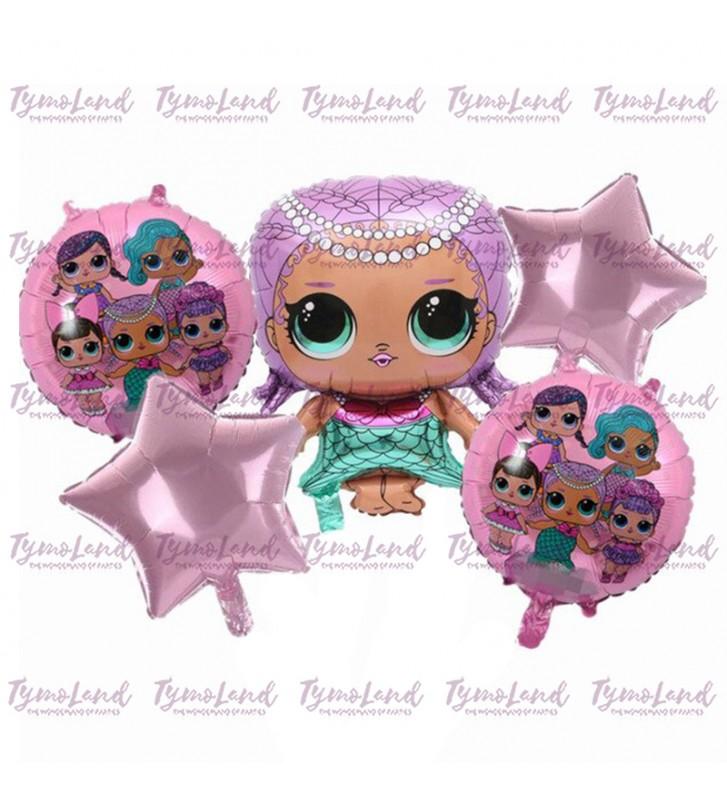 Bouquet de 05 Ballons L.O.L SURPRISE! Rose