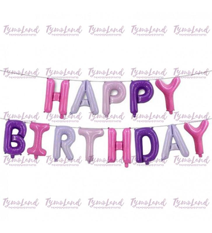 Ballons Lettres H-BDay Roses & Violets