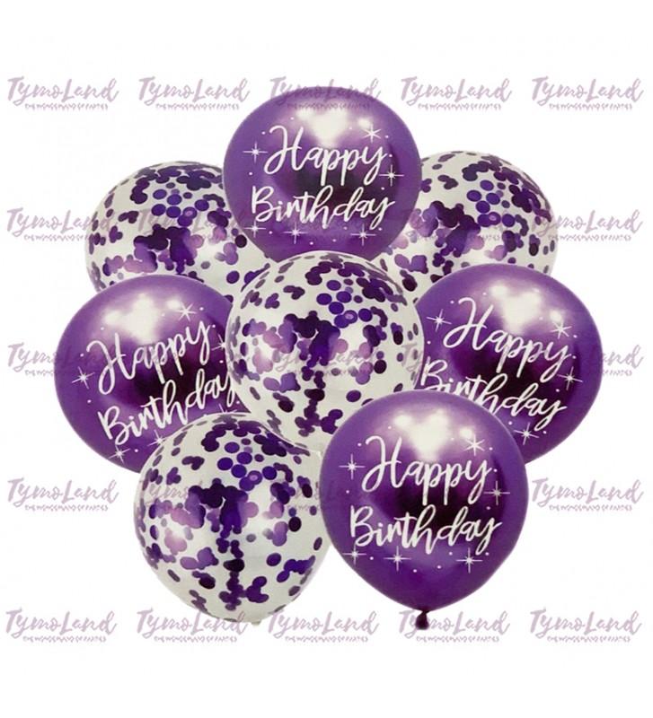 Grappe De 08 Ballons H-Bday Violets
